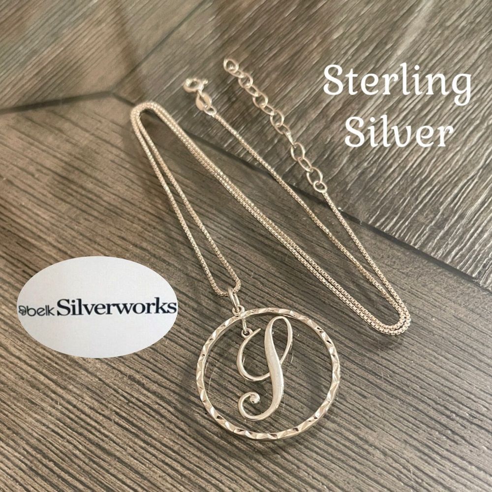 Belks Silverworks Elegant Silver Initial Pendant Necklace “ J “